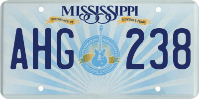 MS license plate AHG238
