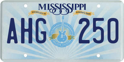 MS license plate AHG250