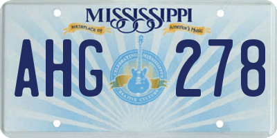MS license plate AHG278
