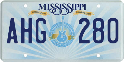 MS license plate AHG280