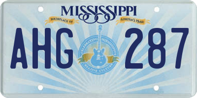 MS license plate AHG287