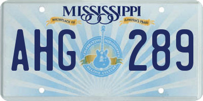 MS license plate AHG289