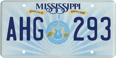 MS license plate AHG293