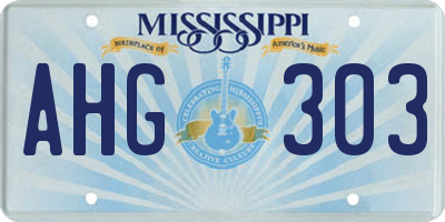 MS license plate AHG303