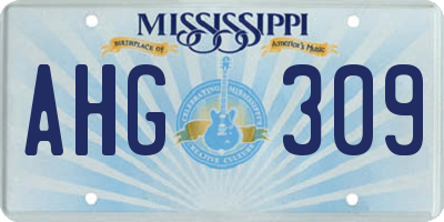 MS license plate AHG309