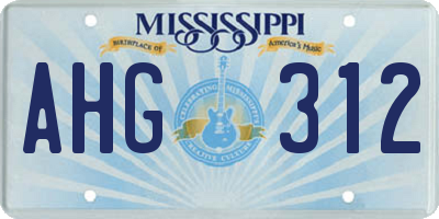 MS license plate AHG312