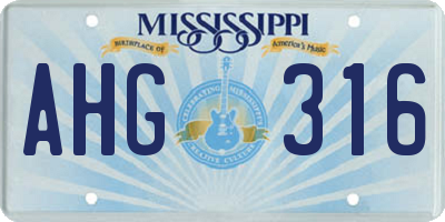 MS license plate AHG316
