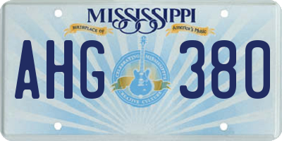 MS license plate AHG380
