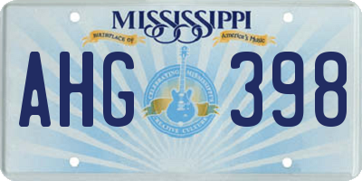 MS license plate AHG398