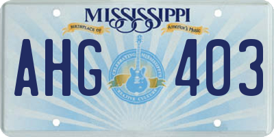 MS license plate AHG403
