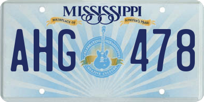 MS license plate AHG478