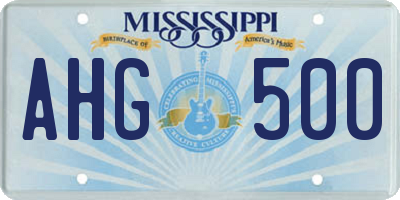 MS license plate AHG500
