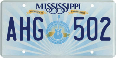MS license plate AHG502