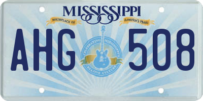 MS license plate AHG508