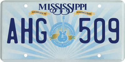 MS license plate AHG509
