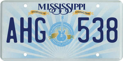 MS license plate AHG538