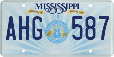 MS license plate AHG587