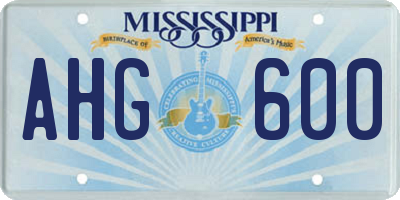 MS license plate AHG600