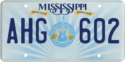 MS license plate AHG602