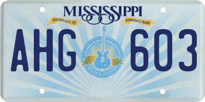 MS license plate AHG603
