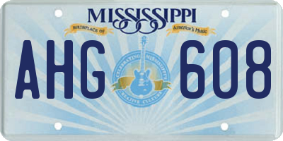 MS license plate AHG608