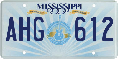 MS license plate AHG612