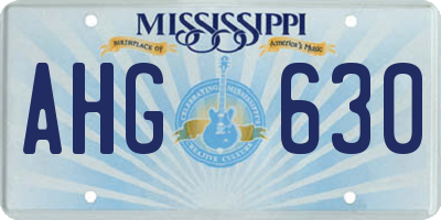 MS license plate AHG630