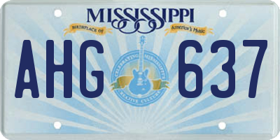 MS license plate AHG637