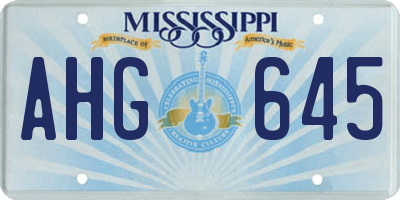 MS license plate AHG645