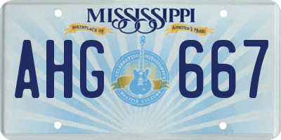MS license plate AHG667