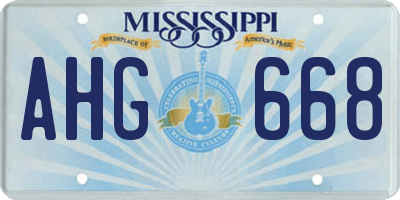 MS license plate AHG668