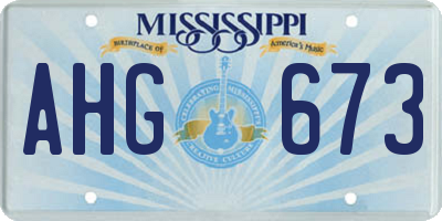 MS license plate AHG673