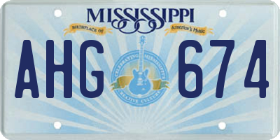 MS license plate AHG674