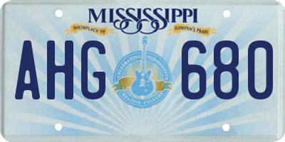 MS license plate AHG680