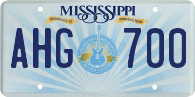 MS license plate AHG700