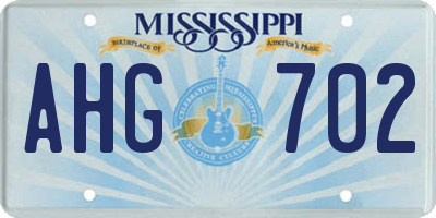 MS license plate AHG702