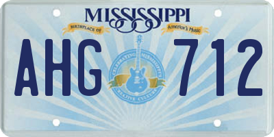 MS license plate AHG712