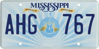 MS license plate AHG767