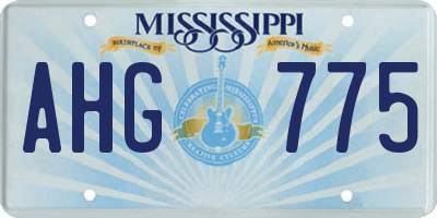 MS license plate AHG775