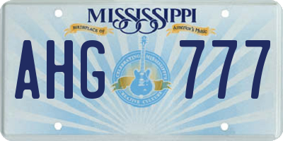 MS license plate AHG777