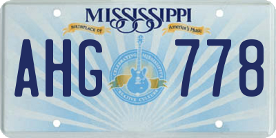 MS license plate AHG778