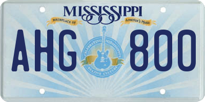 MS license plate AHG800