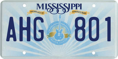 MS license plate AHG801