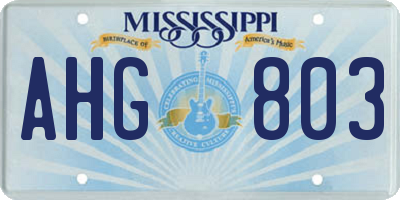 MS license plate AHG803
