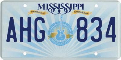 MS license plate AHG834
