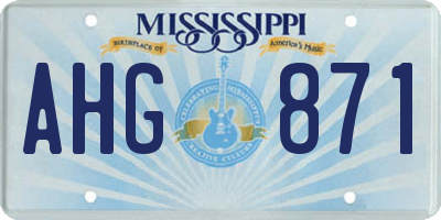 MS license plate AHG871