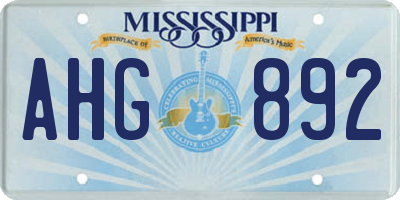 MS license plate AHG892