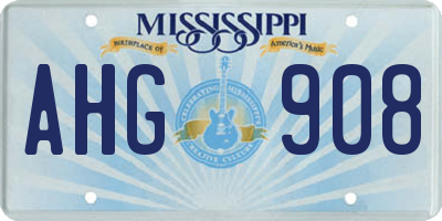 MS license plate AHG908