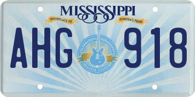 MS license plate AHG918