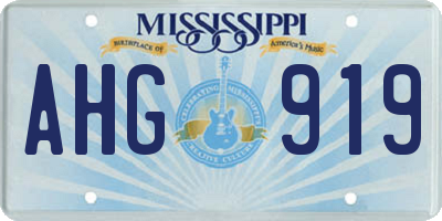 MS license plate AHG919